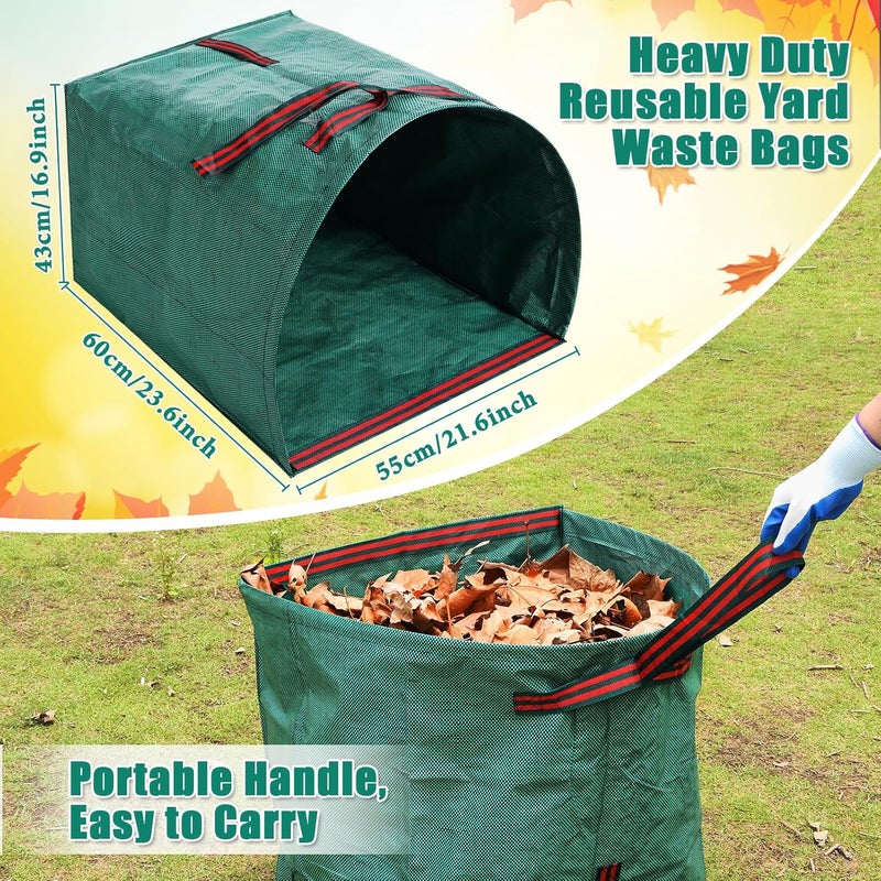 MUDEREK 2 PCS 40 Gallon Leaf Collector - Heavy Collapsible Lawn & Leaf Bags, Leaves Pick up Tool Reusable Yard Waste Bags, Large Yard Dustpan Type Garden Bag for Leaves, Debris, Lawn Trash, Clippings, Grass - Image 3
